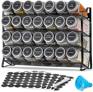 Four-layer mesh storage rack wall-mounted punching seasoning rack kitchen cabinet 28 spice bottle storage rack factory direct sales