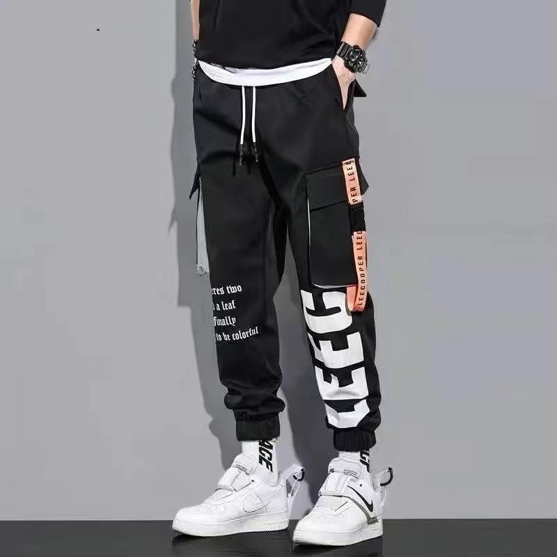 Junior High School Students Summer Pants Men's Trendy Leg Leg Casual Pants Teenagers Loose Overalls Boy's Motor Function
