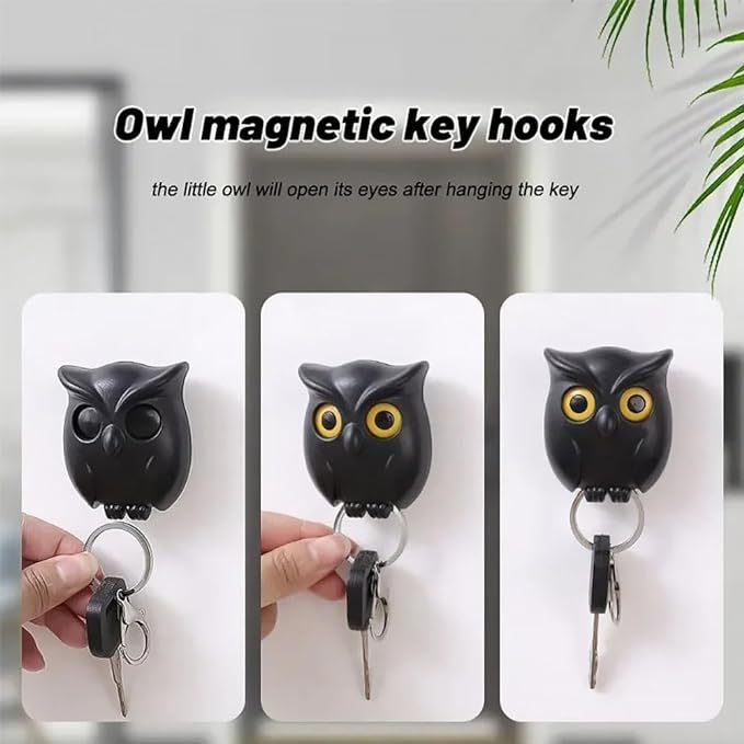 3pcs Owl Key Case Cute Owl Key Bag Automatic Eye Open Magnetic Night Owl Key Hanging Wall