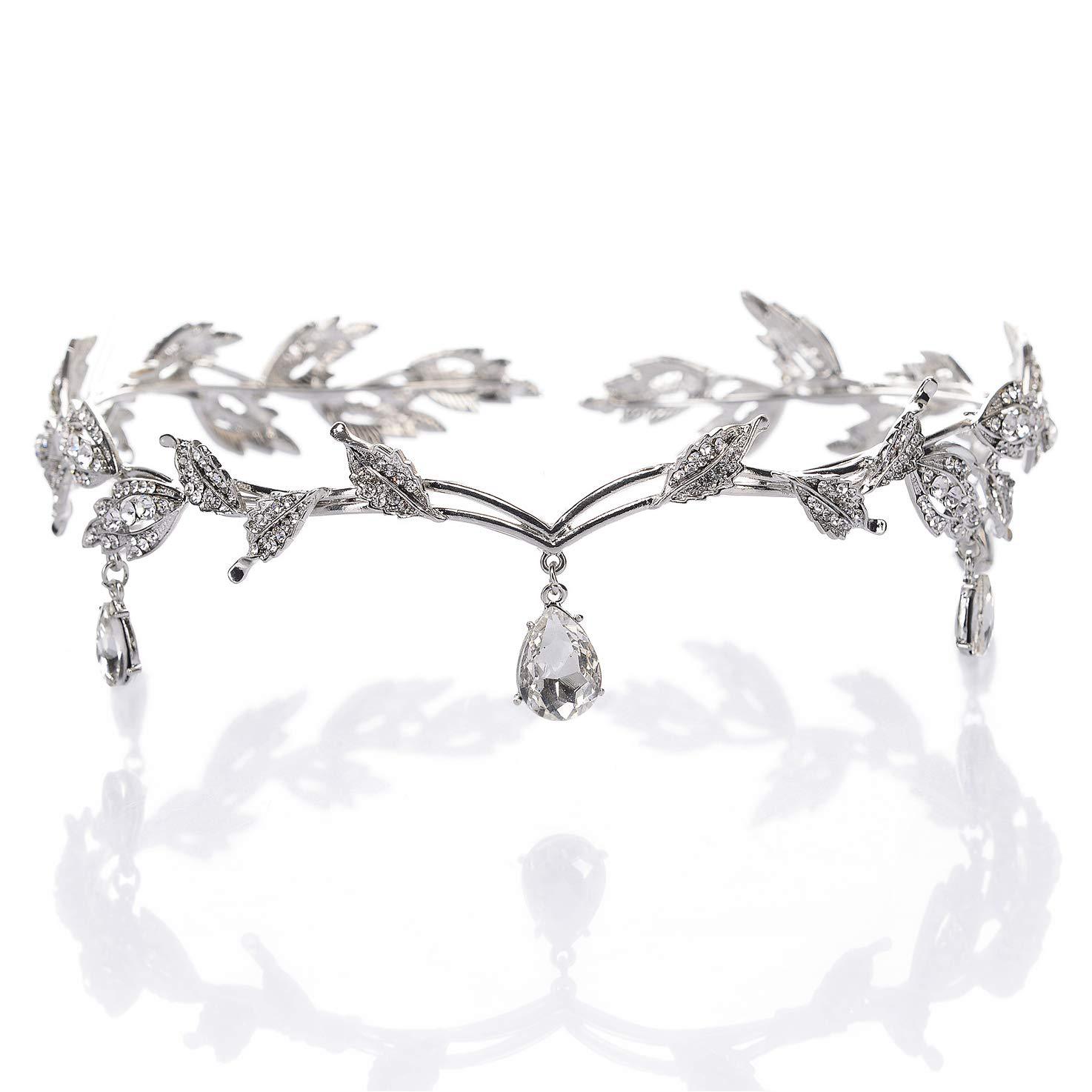 Crown Mori Leaves Water Drops Full Diamond Bride Headwear Super Fairy Escaping Princess Headwear Wedding Dress Accessories