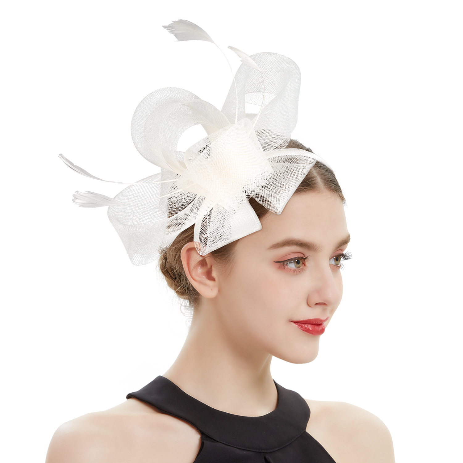 European and American elastic mesh headdress vintage headwear hat dinner feather mesh hat cocktail Tea Party headdress female hair accessories