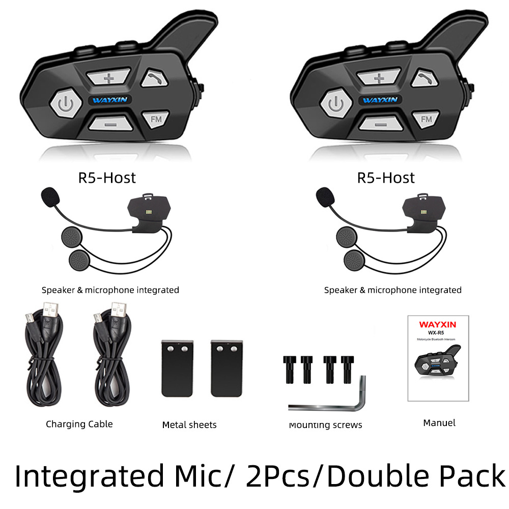 Interfon Bluetooth pentru cască de motocicletă WAYXIN R5, căști Bluetooth, căști pentru motocicletă_voghion.com