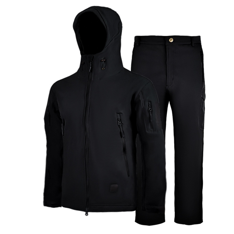 Outdoor sports jacket suit fleece-lined thickened warm jacket pants autumn and winter men's windproof waterproof soft shell coat