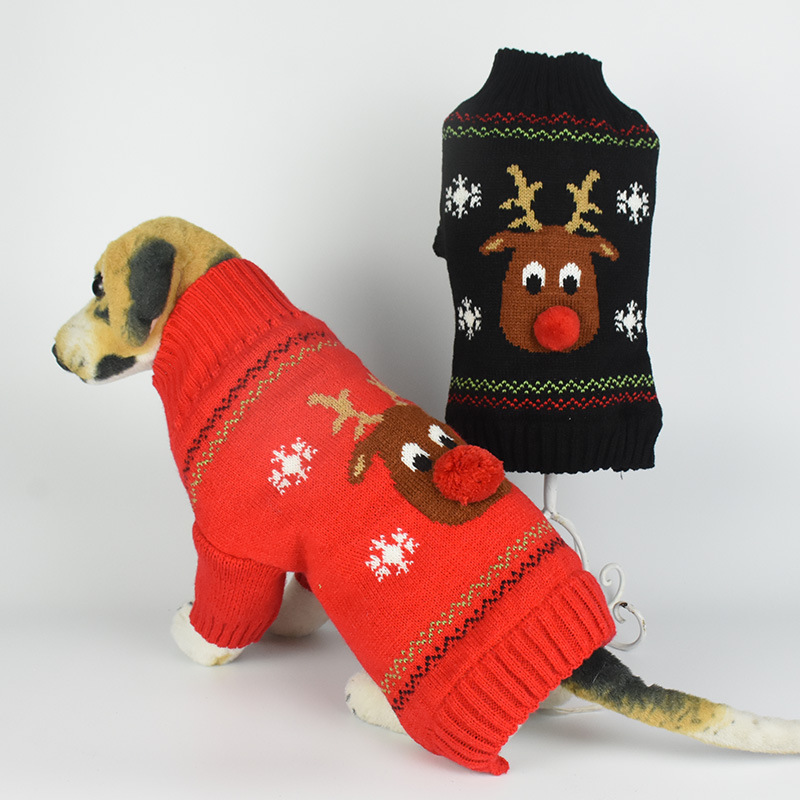 浙江出荷/クリスマスのペットのセーター-赤い鼻の鹿の犬の猫の服の服装の秋冬の猫の服装|undefined