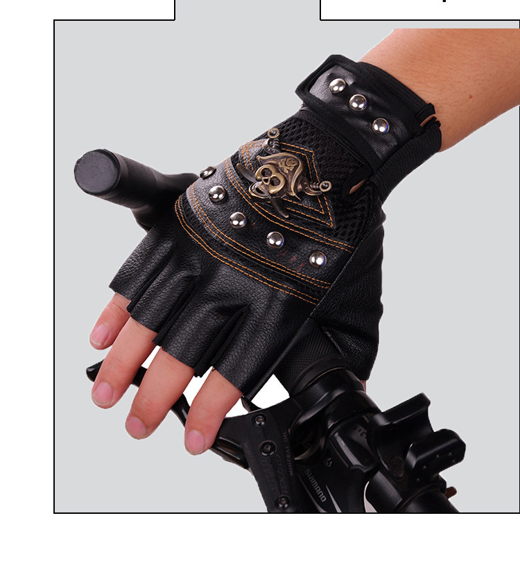 Tactical gloves Outdoor riding half finger gloves men's anti-slip breathable wear-resistant motorcycle bike motorcycle PU gloves_voghion.com