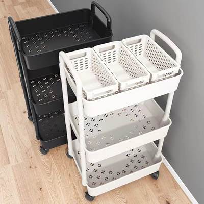 Trolley Storage Rack Floor Multi-layer Storage Rack Bathroom Wheeled Trolley Multifunctional Toy Snack Storage