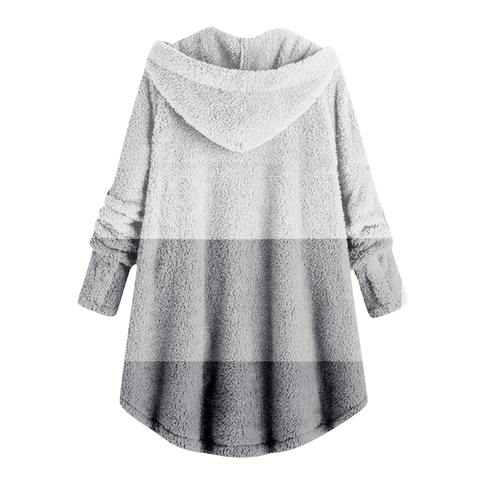2023 Winter   New Fashion Women's European and American Button Plush Top Color Matching Multicolor Hooded Jacket_voghion.com