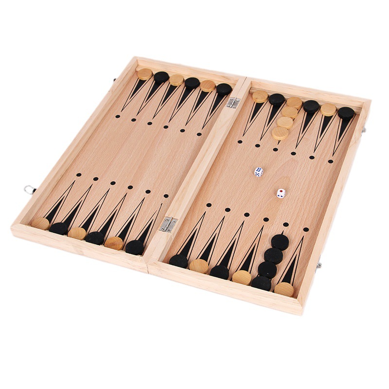 Solid Wood three-in-one chess foldable competitive teaching puzzle chess table game toys cross-border for factory sales