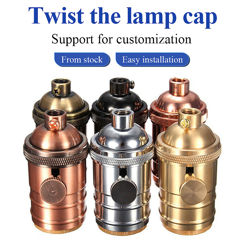 Factory wholesale retro lamp cap hanging wire lamp holder twist switch lighting accessories Edison E27E26 nostalgic lamp cap
