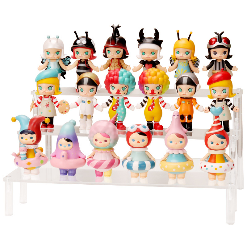 Acrylic Three-layer Handmade Doll Bubble Mart Doll Jasmine Cosmetics Trapezoidal Wallet Jewelry Display Stand