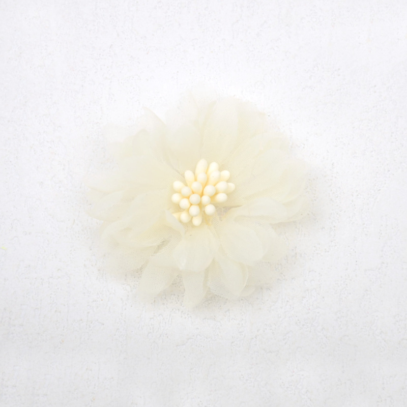 Korean version of mesh fabric with flower core 4cm flower handmade DIY beach shoes bag hair accessories accessories
