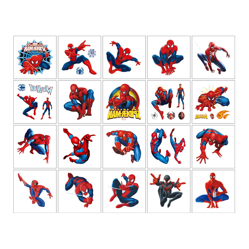 5x 5cm Spider Man Tattoo Stickers 20 Cartoon Tattoo Stickers Water Transfer Disposable Tattoo Birthday Party