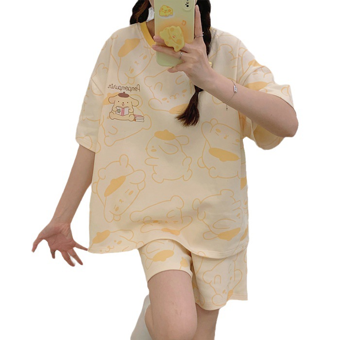 Southeast Asia Summer Women's Pajamas Women's Summer Short Sleeve Shorts Set New Cartoon Cute Thin Home Clothes Wholesale