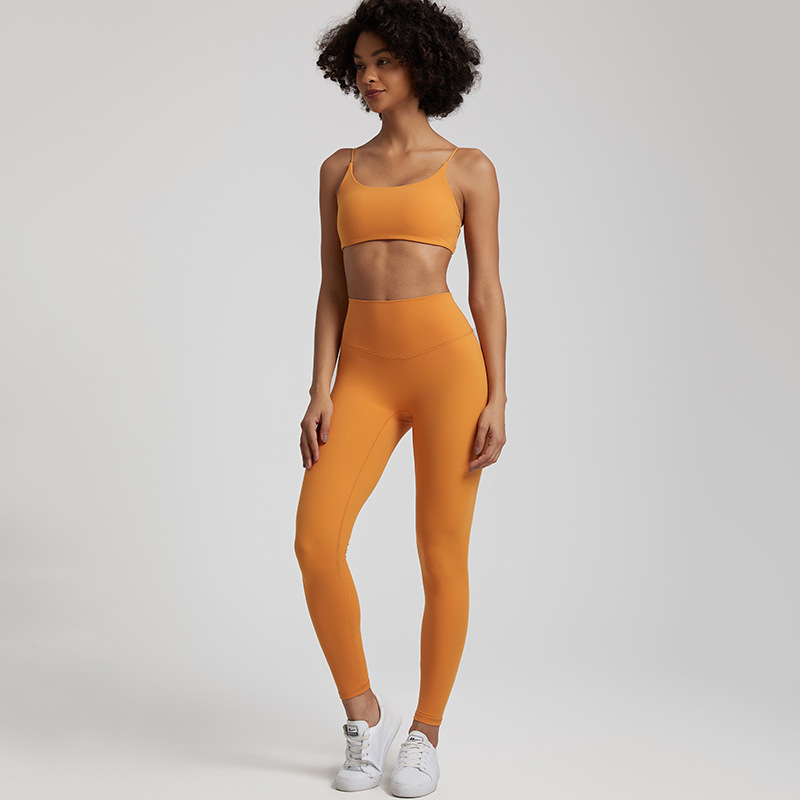 European and American ins Naked Sense High Elastic Running Fitness Yoga Suit Women's Sports Sexy Beautiful Back Bra Yoga Suit
