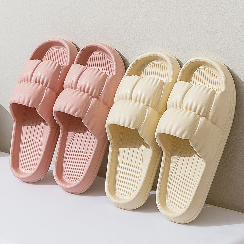 Slip-on Slippers Women's Summer Wear Thick-soled Soft-soled Slippers Men's Internet-famous Household Household Non-slip Couples in Bathroom