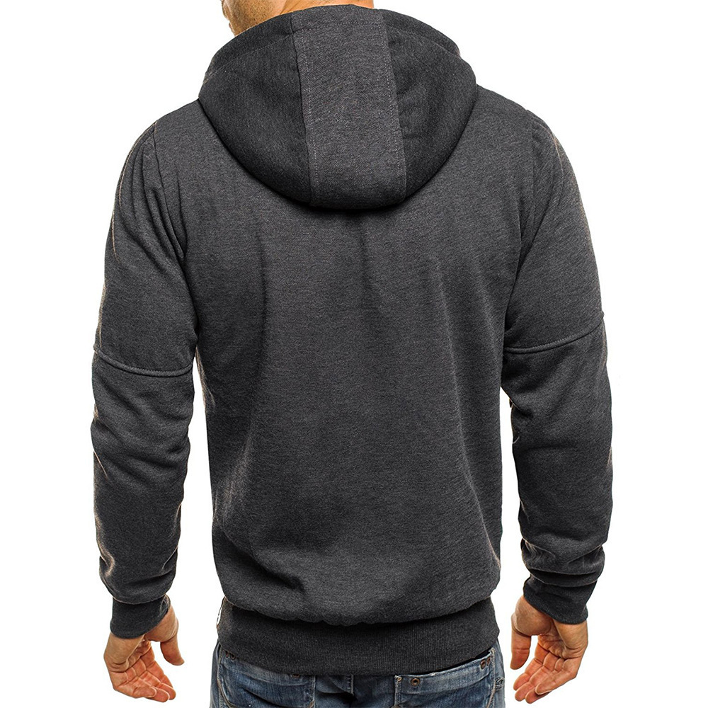 Cross-border foreign trade European and American men's spring and autumn sports leisure fitness loose zipper solid color sweater men