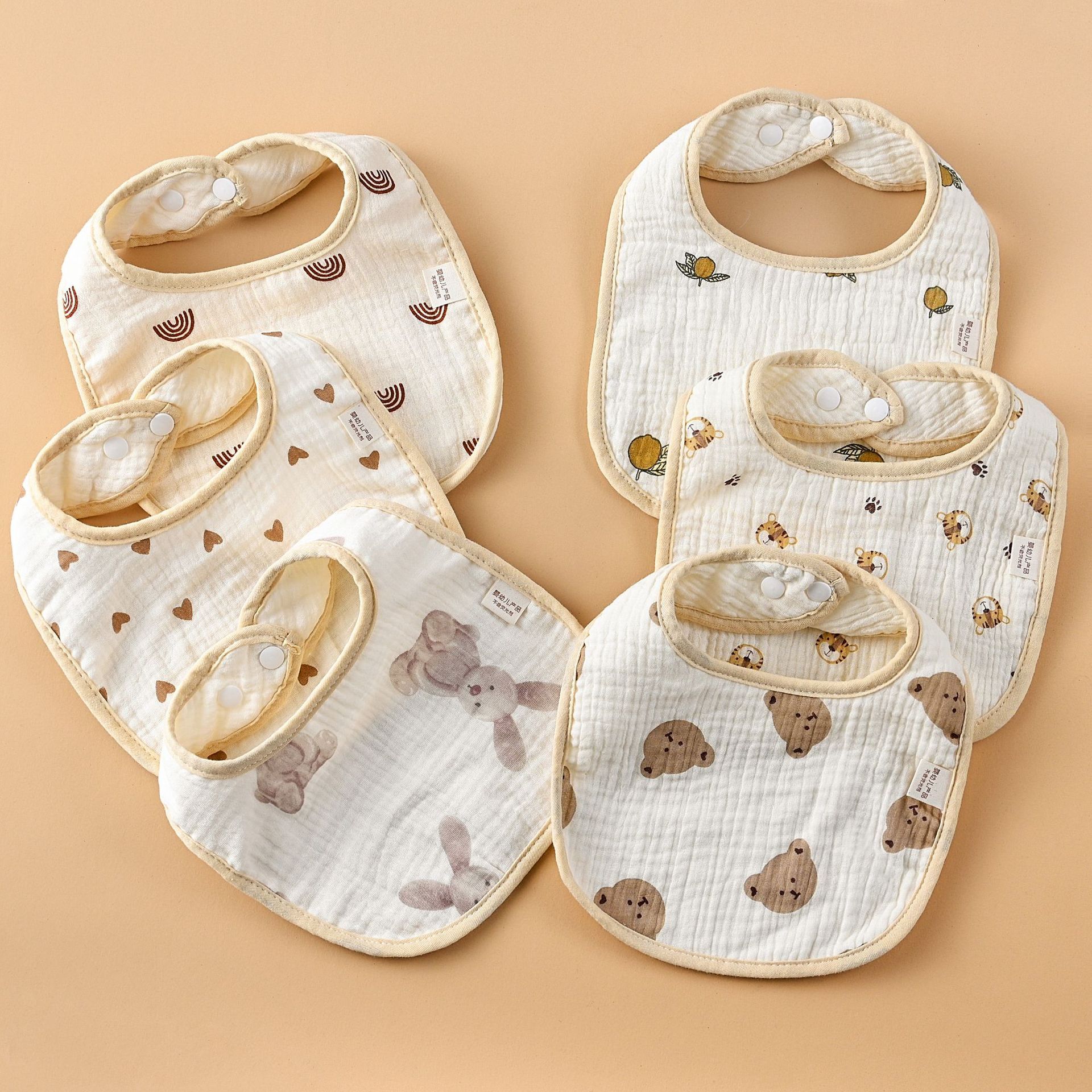 Bib baby saliva towel cotton six-layer gauze U-shaped bib baby anti-spitting bib 0-3 years old newborn towel