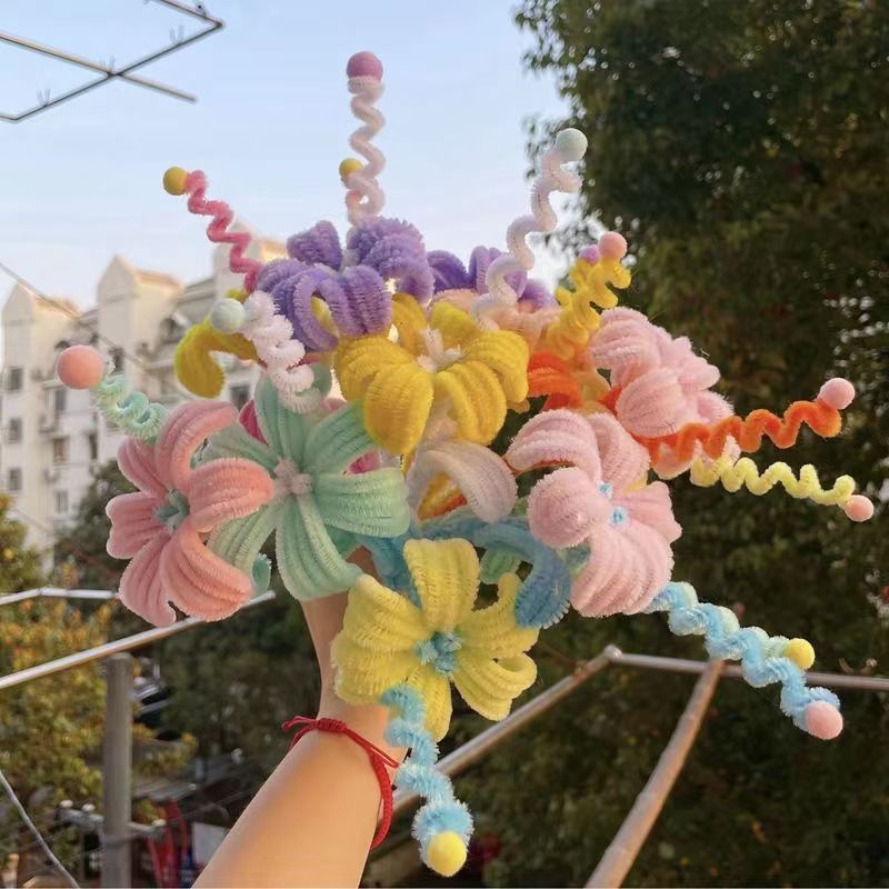Новый Macaron Color Twist Шерстяная палочка Детский сад Материал ручной работы Детская игрушка DIY Плюшевая палочка Корень