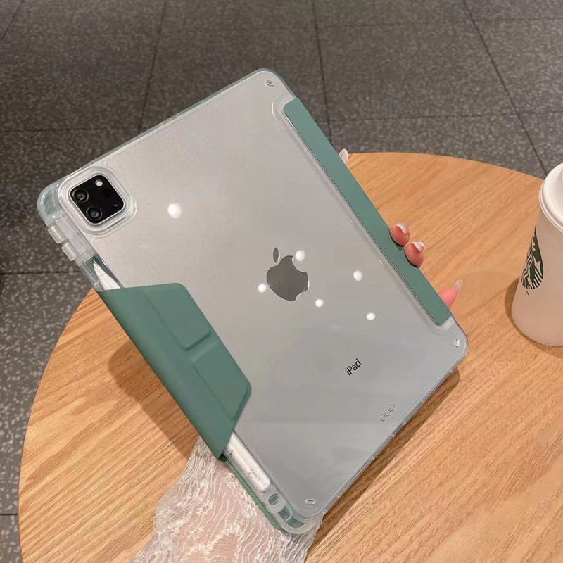 For ipadair5 protective case buckle pro11 anti-bending 10.9 transparent acrylic 10.2Y folding anti-drop leather case