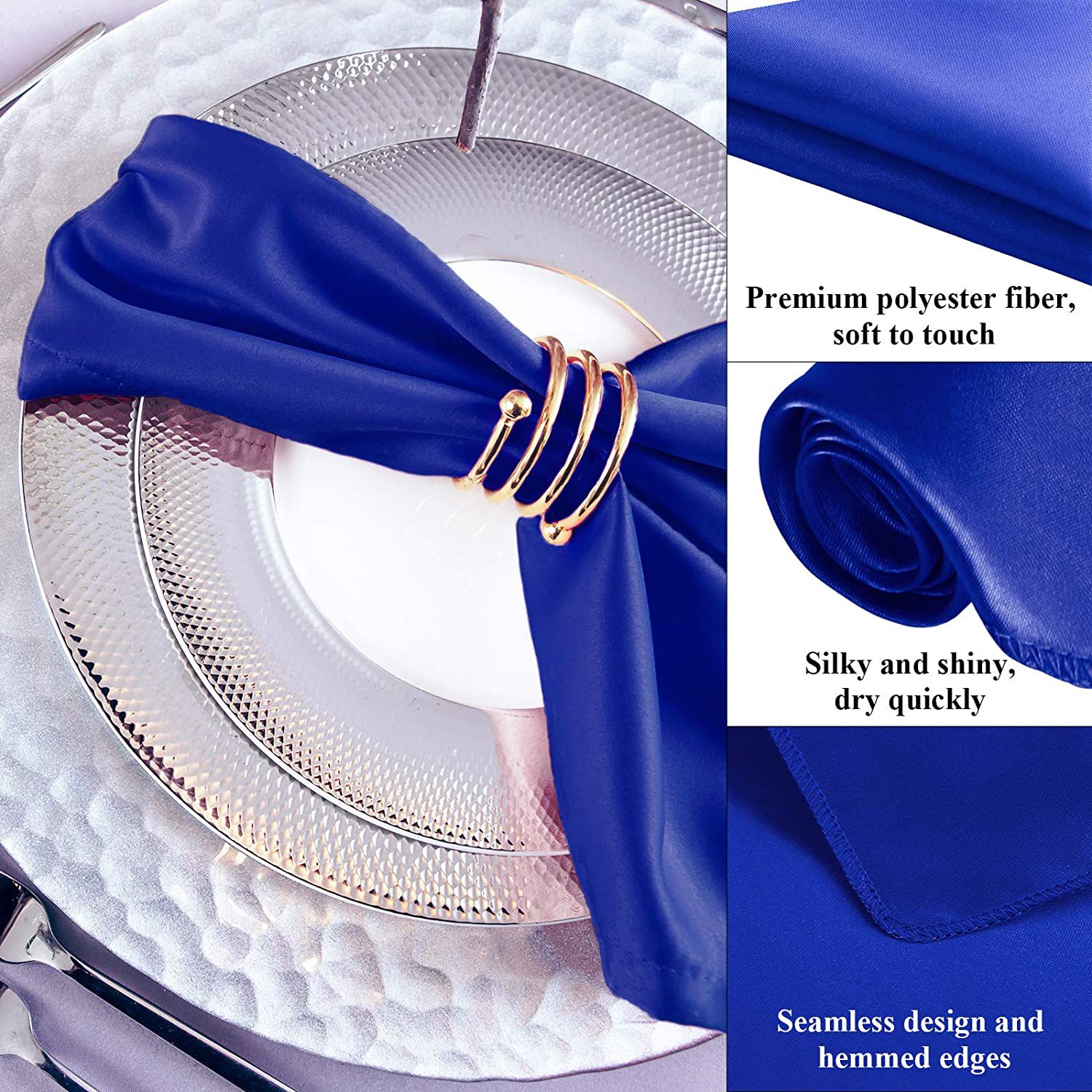 Factory Directly Supply Banquet Site Decoration High-end Hotel Wedding Polyester Segment Cloth Napkin Placemat Fabric Satin Mouth Cloth