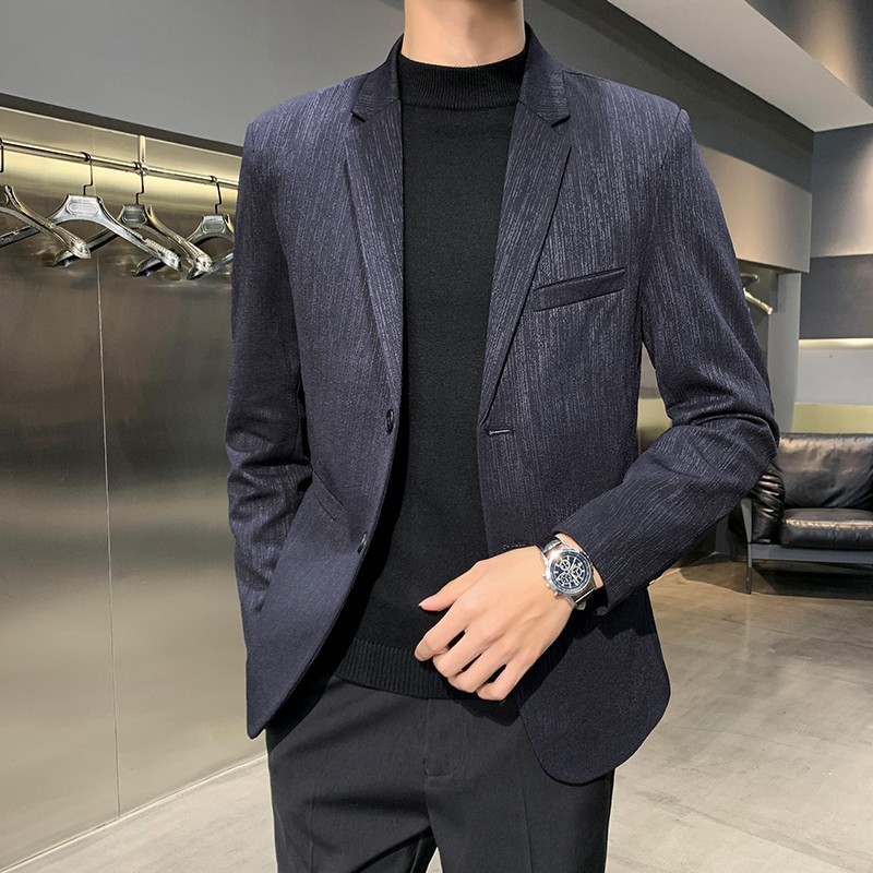 2023 spring and autumn small suit men's jacket business formal wear Pu Shuai advanced design sense ins version casual suit
