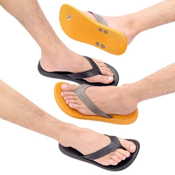 Ludadi Flip-Flops Men's Summer Non-slip Outdoor Wear Sandals Flip-flops Wear-resistant Black Rubber Beach Shoes Trendy
