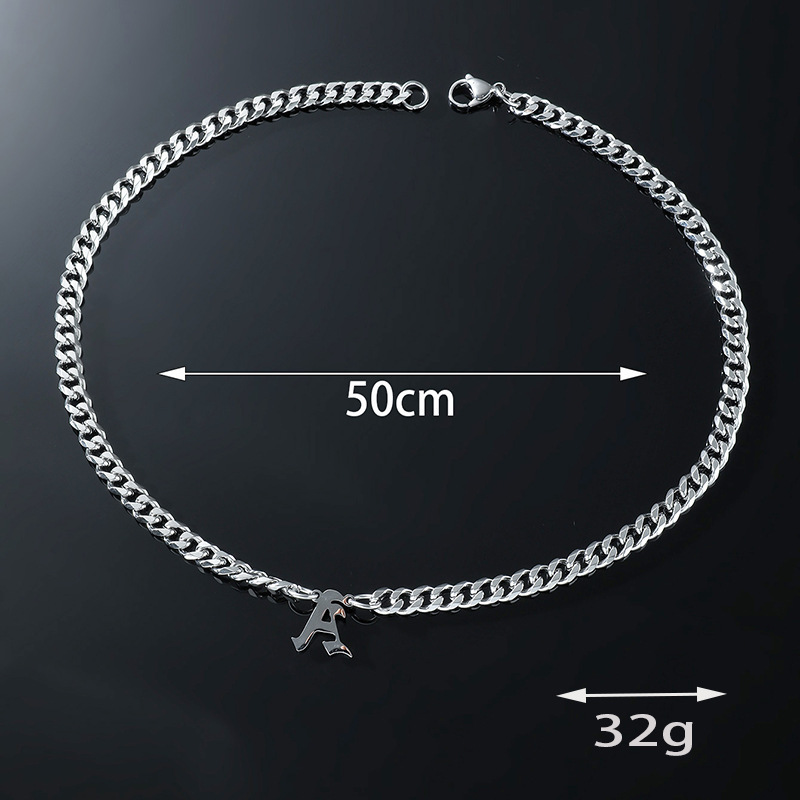 トレンディなステンレス鋼英字ペンダントネックレスインキューバスタイルヒップホップファッションストリート新アイテム|undefined