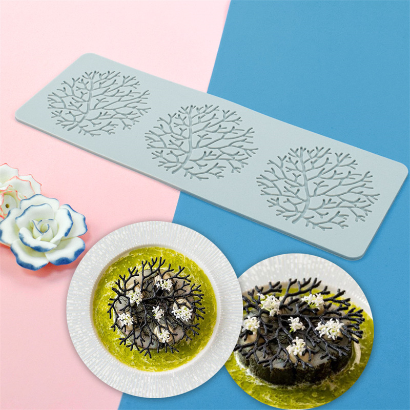 Round wreath flip sugar lace pad hollow floral coral pendulum silicone mold molecular cuisine printing pad