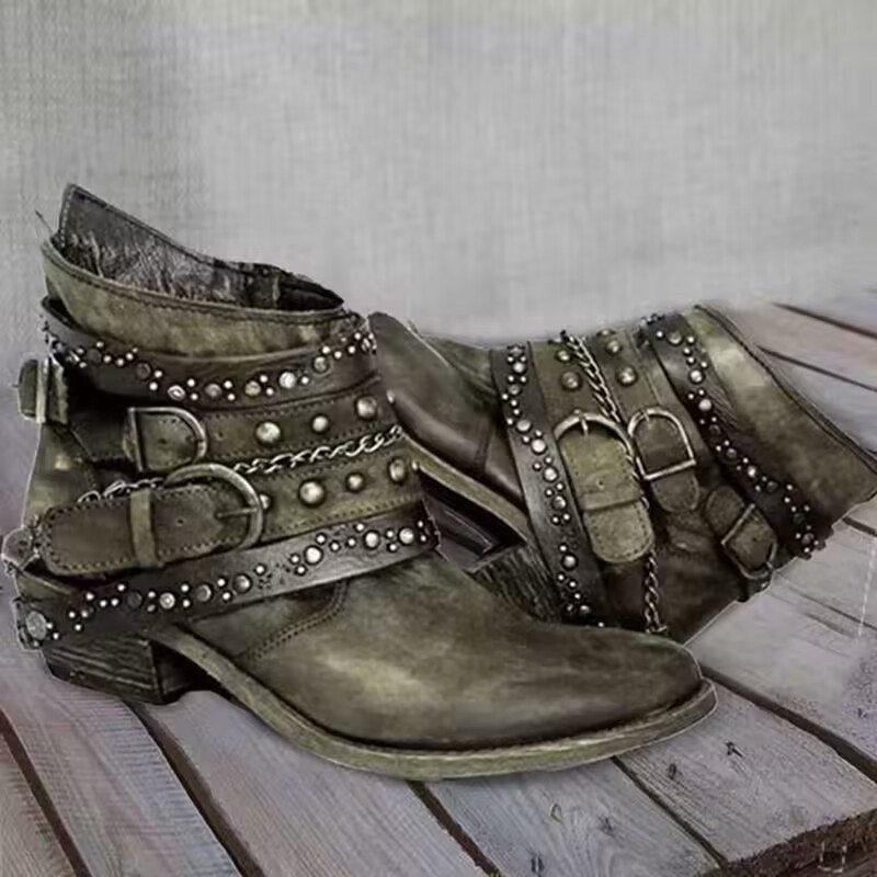 Independent Station European and American Cross-border Foreign Trade Women's Shoes 2023 Autumn and Winter Thick Heel Large Size Belt Short Boots Women