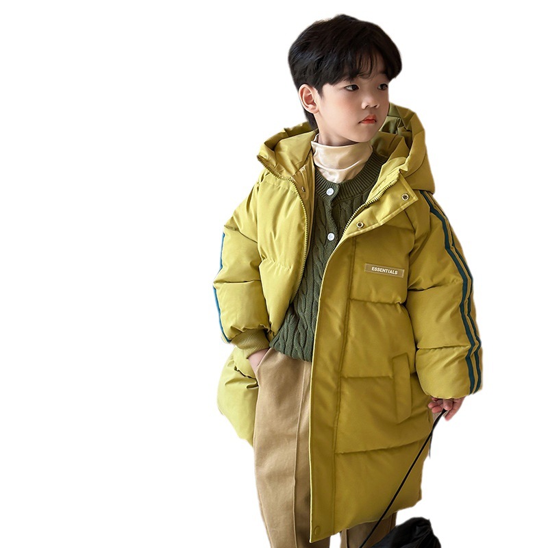 Children's mid-length cotton-padded jacket 2023 new winter boys and girls down cotton-padded coat middle and older children's over-the-knee children's clothing