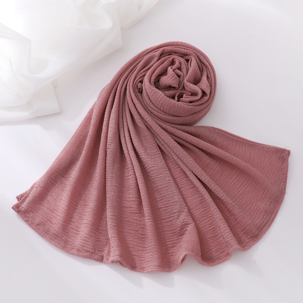 International Station New Spot Solid Color Breathable Soft Bark Pleated Micro Elastic Commuter Wind Wrinkle Turban Scarf