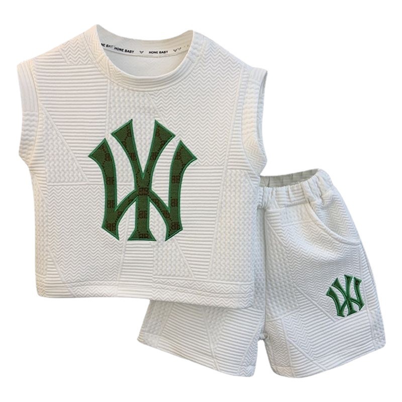 Children's Wear Boys' Vest Set 2024 New Baby Online Popular Thin Clothes Children's Cool and Handsome Summer Two-Piece Set