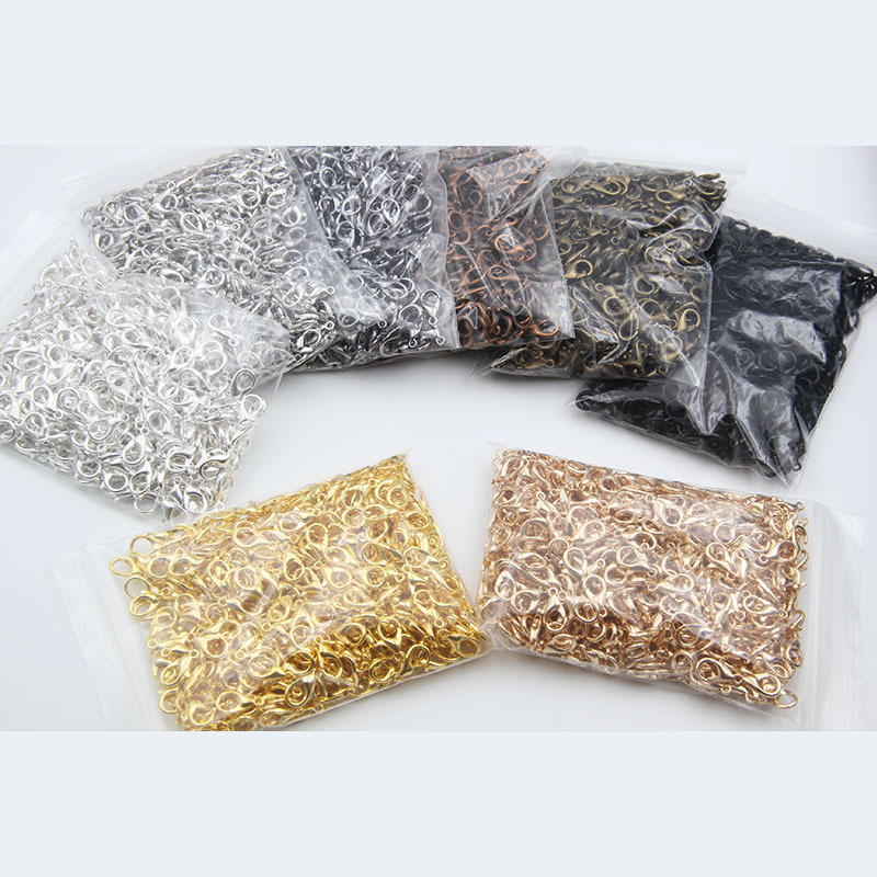 diy in stock multi-color multi-specification alloy electroplated lobster clasp metal beaded jewelry accessories connecting lobster clasp