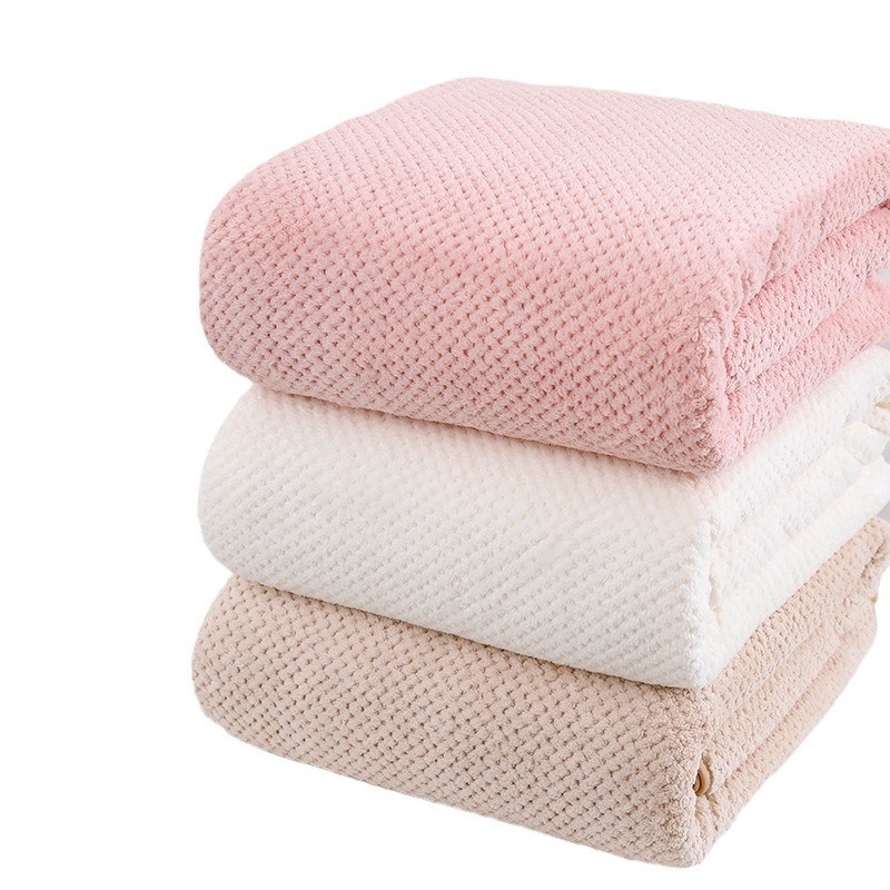 Bath towel coral fleece extra-large thickened pineapple Plaid towel bath towel absorbent quick-drying household adult thickened bath towel