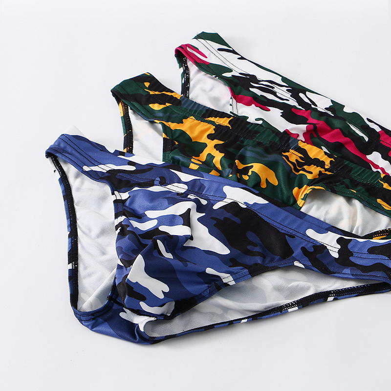 Wholesale cross-border sexy men's briefs camouflage printed breathable underwear loose European size pants with low waist for young people