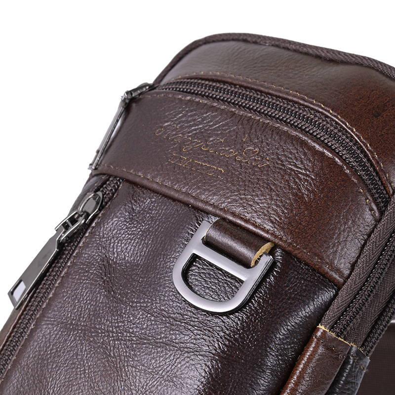 Men's Crossbody Bag Small Bag Men's Mini Shoulder Bag Genuine Leather Vintage Mobile Phone Bag Cowhide Waist Bag Multifunctional Bag