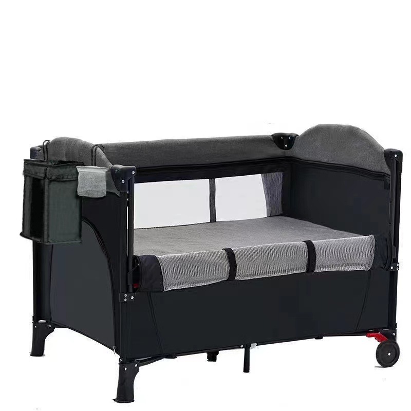Crib Multifunctional Foldable Baby Bed Movable Portable Children's Cradle Bed Newborn Splicing Big Bed