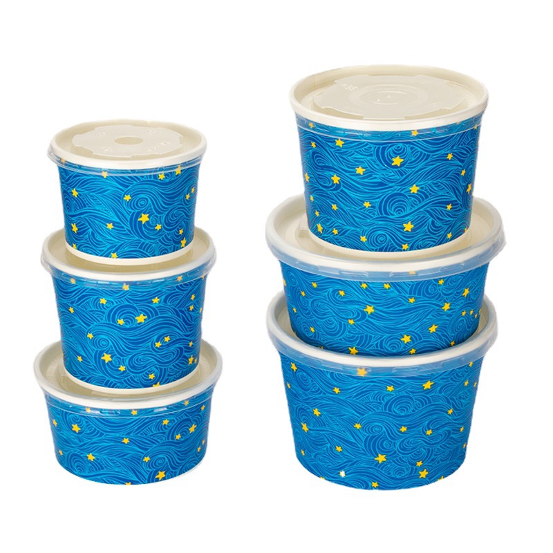 Trumpet Flower Star Disposable Paper Bowl Packing Soup Bowl Porridge Bowl Dessert Bowl Bean Flower Fairy Grass Hot and Sour Powder Packing Box