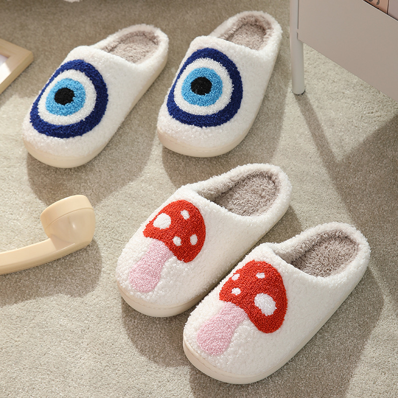 New comfortable home mushroom warm winter cotton slippers couple men and women thick soft soled shoes thickened Anti-slip cute