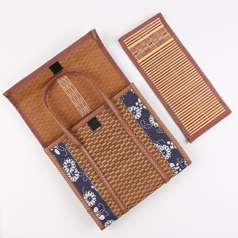 Classic Gift Bag Rectangular Brown Carbonized Zongzi Moon Cake Snacks Bamboo Basket Bamboo Packaging Bamboo Basket Creative