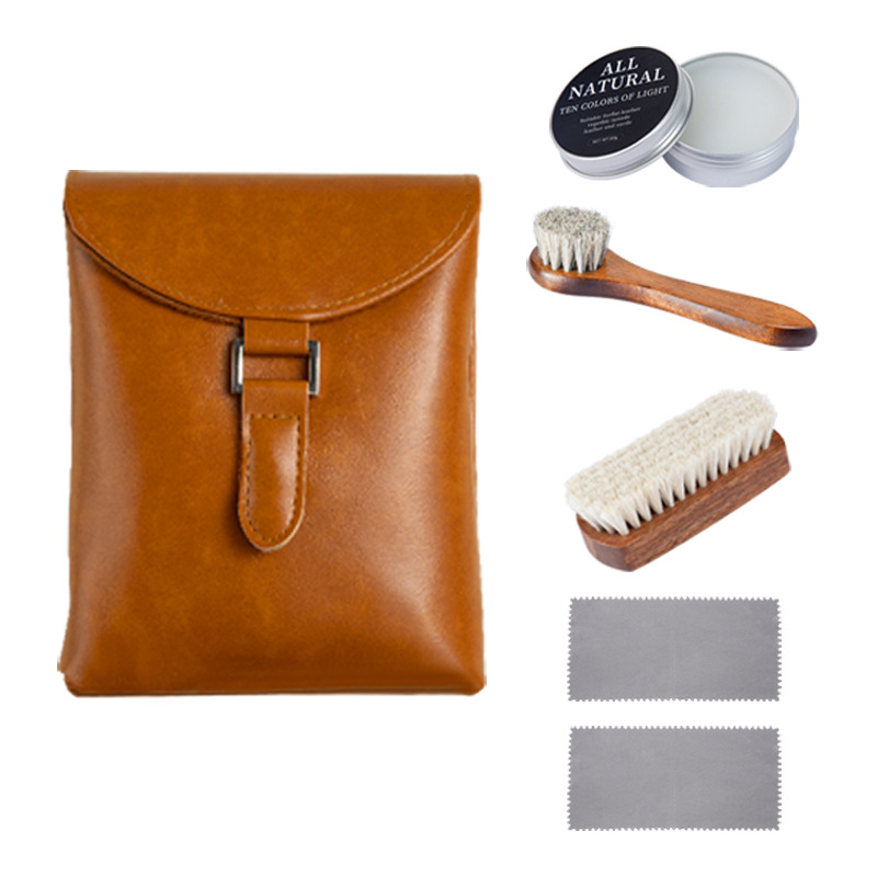 Rosewood white horse hair brush mink oil leather care 5-piece shoe polish shoe brush cleaning maintenance care polishing suit