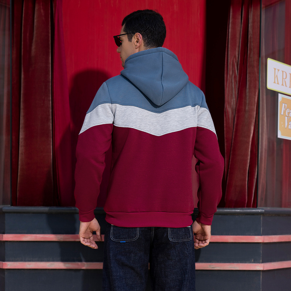 Men's Sweater Amazon Cross-border Color Matching Sweater for Autumn and Winter American Retro Trend Loose Large Size Pullover Men's Wholesale
