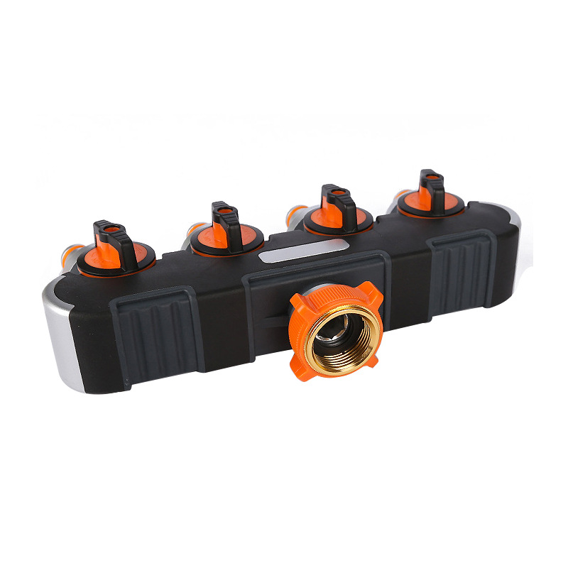 Outdoor garden four-way valve water separator one-in four-out adapter metal one-through four-tap diverter