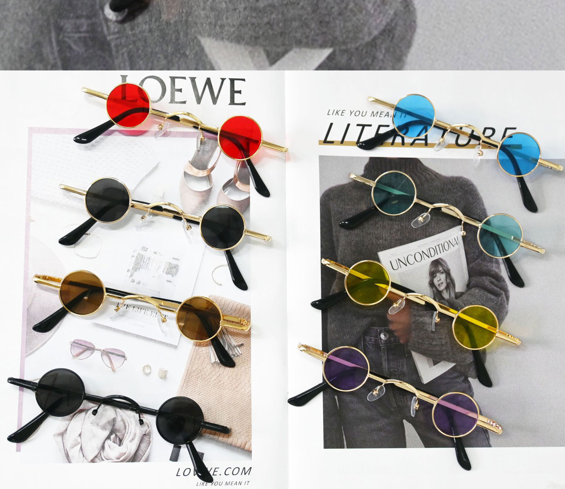 Ultra Small Frame Round Retro Sunglasses for Men and Women Style Mini Round Frame Prince Mirror Punk Glasses Hip Hop Sunglasses