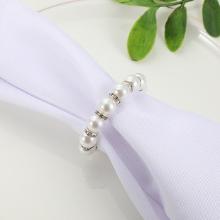 New Pearl Napkin Ring High-end Hotel Banquet Desktop Mouth Ring Set Table Crafts Western Restaurant Napkin Buckle
