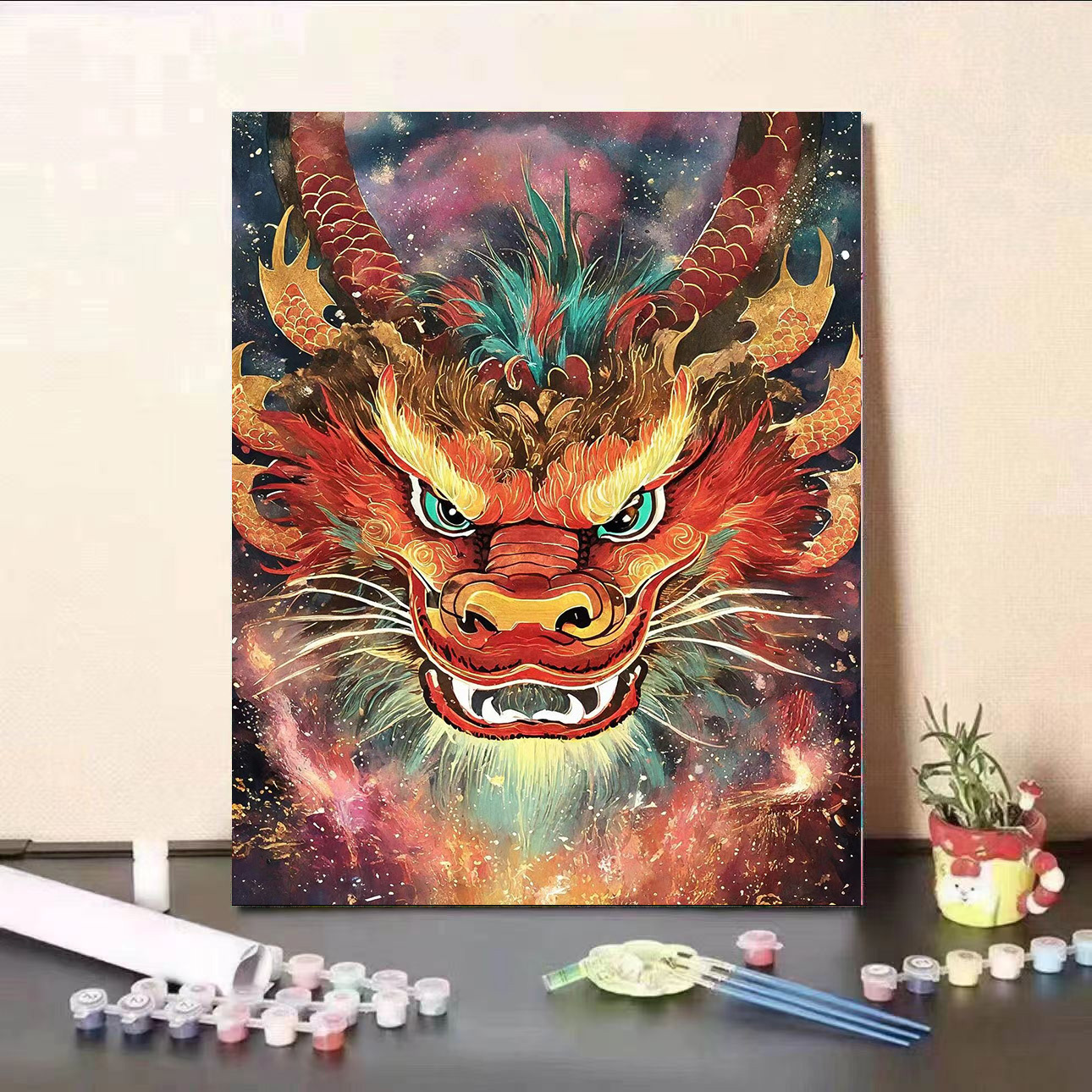 Chinese Dragon Digital Oil Painting DIY Hand-Painted Coloring Therapeutic Stress Relief Living Room Decoration Wall Hanging Acrylic Paints Gift
