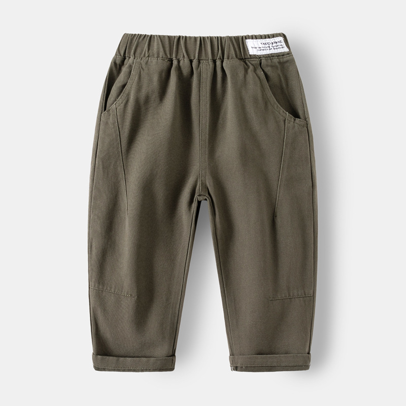 2024 spring new children's pants wholesale boys' trousers baby letter logo fashion casual solid color pants