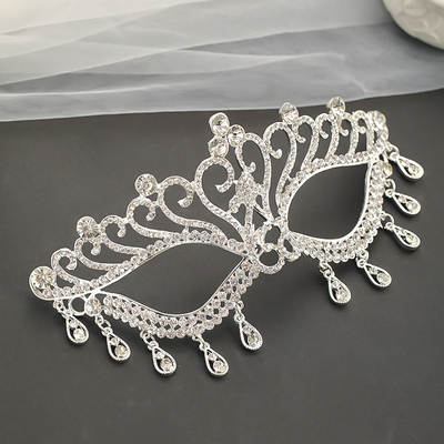 Niancanxin Niang Headdress Ball mask European and American wedding party accessories Crystal tassel rhinestone mask veil jewelry