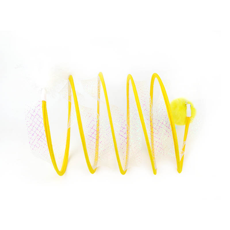 Cat tunnel pet toy feather mouse Bell cat self-relief funny elastic net foldable cat tunnel