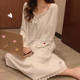 New ins Pajamas Pajamas Women's Spring and Autumn Winter 2020 Palace Japanese Style Sweet Long White Long Sleeve Home Clothes